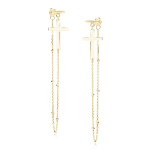 Cercei argint lungi cu lant si cruciulita placati cu aur galben DiAmanti Z1868EG-DIA (Argint 925‰ 1,9 g.) Cercei argint lungi cu lant si cruciulita placati cu aur galben DiAmanti Z1868EG-DIA (Argint 925‰ 1,9 g.)